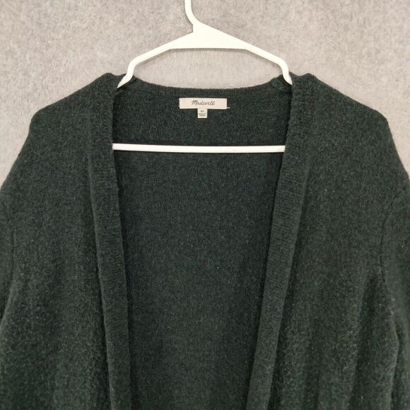 Madewell Cardigan Sweater Womens XS Pockets Merino Wool Alpaca Green Open Front - Picture 2 of 11